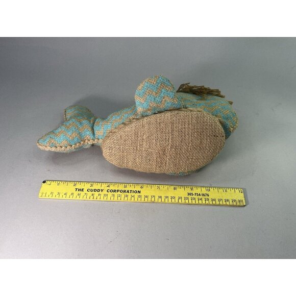 Rustic Burlap Sperm Whale Statue Moby Dick Sculpture Coastal Nautical Decor - Picture 6 of 6